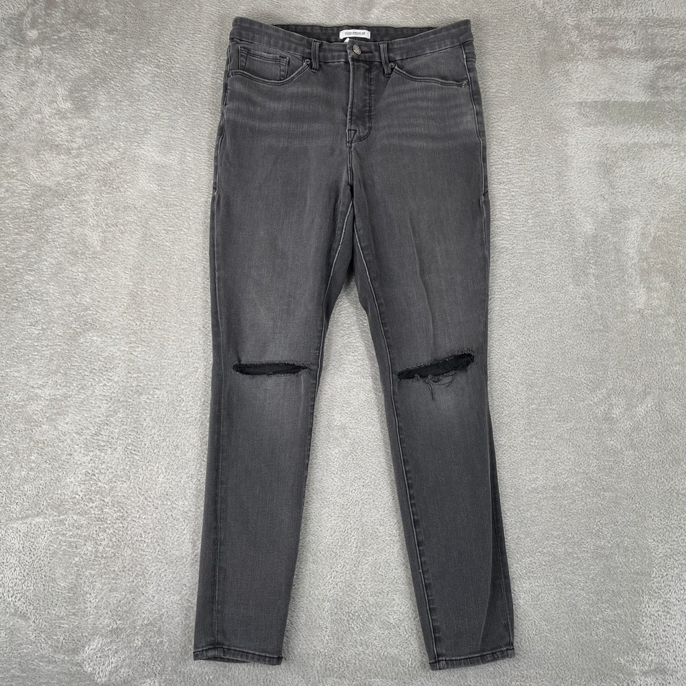 Good American Good Legs Jeans Womens 12/31 Black Distressed Skinny High Rise